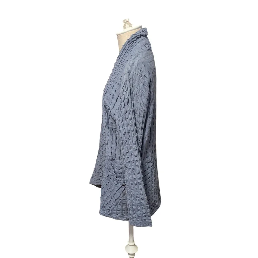 Komil Open Front Cardigan‎ Textured Waffle Weave Boho Lagenlook Coastal Grandma